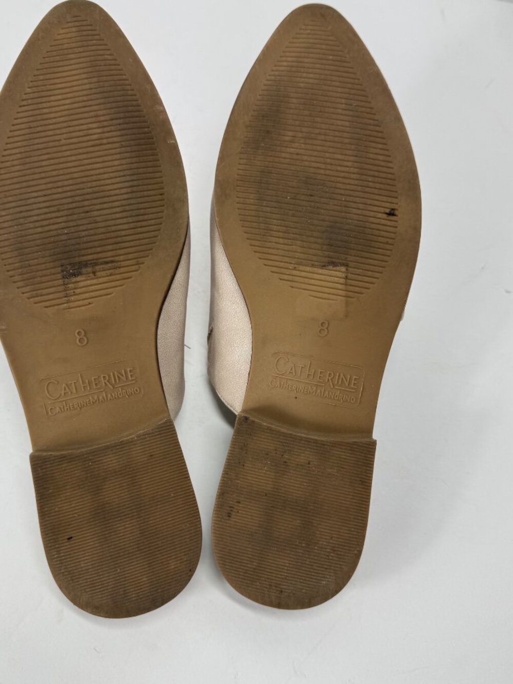 Catherine Malandrino Danielle Mules Size 8 Beige Flats Almond Toe Slip On - Picture 8 of 11
